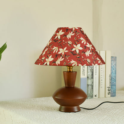 Modern Mid-Century Frustum Cone Fabric Solid Wood 1-Light Table Lamp For Bedroom