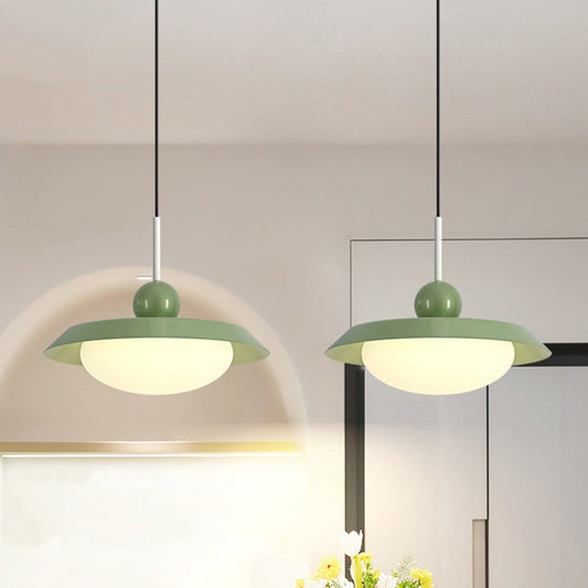 Modern Minimalist Round Iron Acrylic LED Pendant Light For Living Room