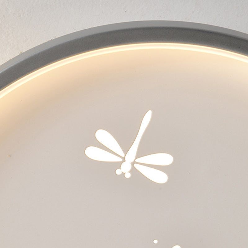 Modern Luxury Moon Circular Iron Acrylic LED Flush Mount Ceiling Light For Bedroom