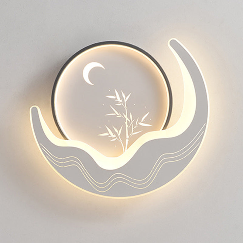 Modern Luxury Moon Circular Iron Acrylic LED Flush Mount Ceiling Light For Bedroom