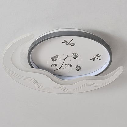 Modern Luxury Moon Circular Iron Acrylic LED Flush Mount Ceiling Light For Bedroom