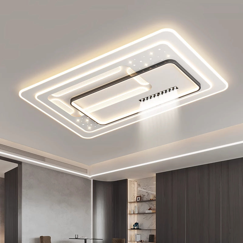 Contemporary Luxury Rectangular Iron Acrylic LED Flush Mount Ceiling Light For Living Room