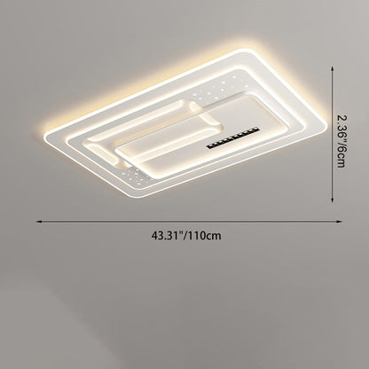Contemporary Luxury Rectangular Iron Acrylic LED Flush Mount Ceiling Light For Living Room