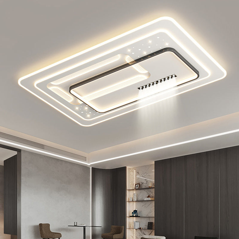 Contemporary Luxury Rectangular Iron Acrylic LED Flush Mount Ceiling Light For Living Room