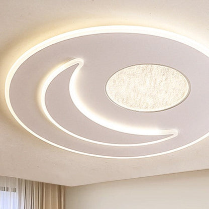 Modern Minimalist Moon Round Iron Acrylic LED Flush Mount Ceiling Light For Bedroom