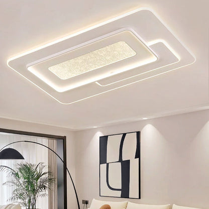 Modern Luxury Rectangular Iron Acrylic LED Flush Mount Ceiling Light For Bedroom