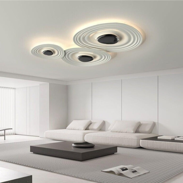 Contemporary Scandinavian Oval Metal PC LED Flush Mount Ceiling Light For Living Room