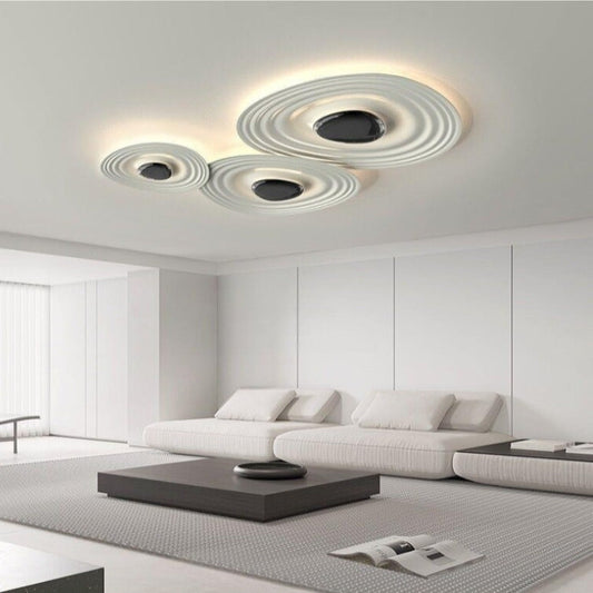 Contemporary Scandinavian Oval Metal PC LED Flush Mount Ceiling Light For Living Room