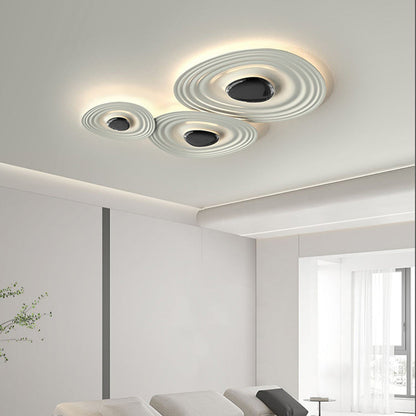 Contemporary Scandinavian Oval Metal PC LED Flush Mount Ceiling Light For Living Room