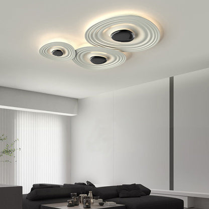 Contemporary Scandinavian Oval Metal PC LED Flush Mount Ceiling Light For Living Room