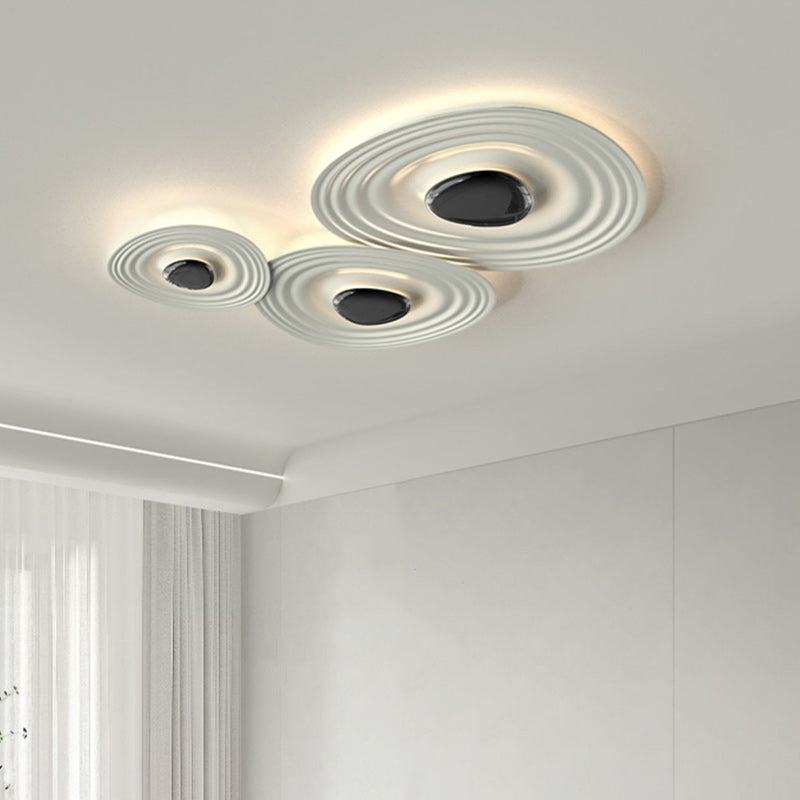 Contemporary Scandinavian Oval Metal PC LED Flush Mount Ceiling Light For Living Room