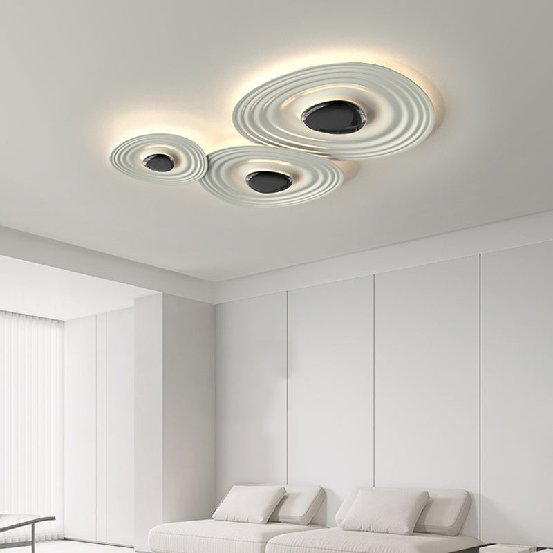 Contemporary Scandinavian Oval Metal PC LED Flush Mount Ceiling Light For Living Room