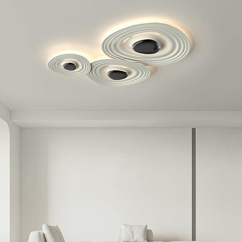 Contemporary Scandinavian Oval Metal PC LED Flush Mount Ceiling Light For Living Room