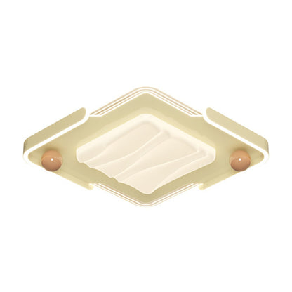 Modern Eclectic Square Iron Acrylic LED Flush Mount Ceiling Light For Bedroom