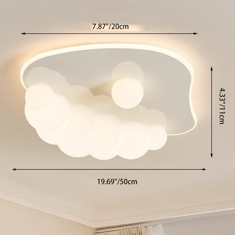 Contemporary Creative Clouds Iron PE LED Flush Mount Ceiling Light For Bedroom
