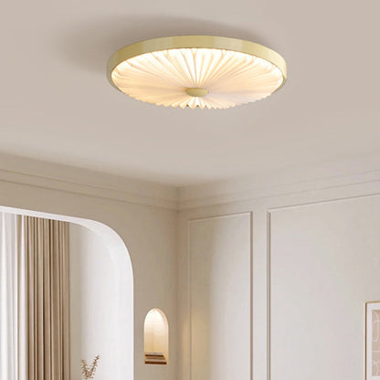 Traditional Luxury Round Iron PVC LED Flush Mount Ceiling Light For Bedroom