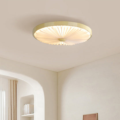 Traditional Luxury Round Iron PVC LED Flush Mount Ceiling Light For Bedroom