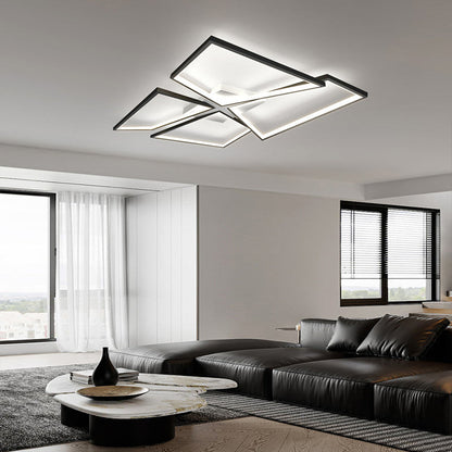 Modern Eclectic Square Aluminum Silicone LED Semi-Flush Mount Ceiling Light For Bedroom