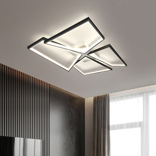 Modern Eclectic Square Aluminum Silicone LED Semi-Flush Mount Ceiling Light For Bedroom