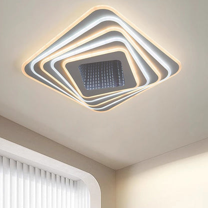 Contemporary Luxury Rhombus Iron Acrylic LED Flush Mount Ceiling Light For Bedroom
