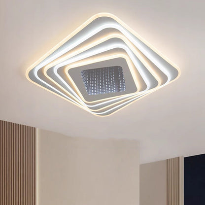 Contemporary Luxury Rhombus Iron Acrylic LED Flush Mount Ceiling Light For Bedroom