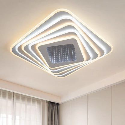Contemporary Luxury Rhombus Iron Acrylic LED Flush Mount Ceiling Light For Bedroom