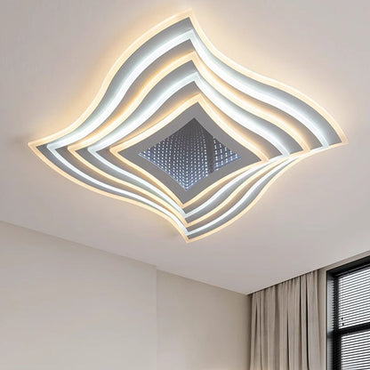 Contemporary Luxury Rhombus Iron Acrylic LED Flush Mount Ceiling Light For Bedroom
