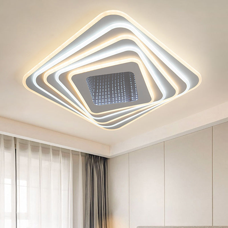 Contemporary Luxury Rhombus Iron Acrylic LED Flush Mount Ceiling Light For Bedroom