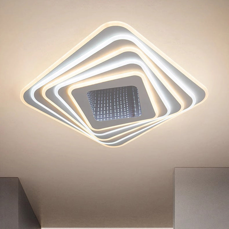 Contemporary Luxury Rhombus Iron Acrylic LED Flush Mount Ceiling Light For Bedroom