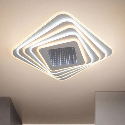 Contemporary Luxury Rhombus Iron Acrylic LED Flush Mount Ceiling Light For Bedroom