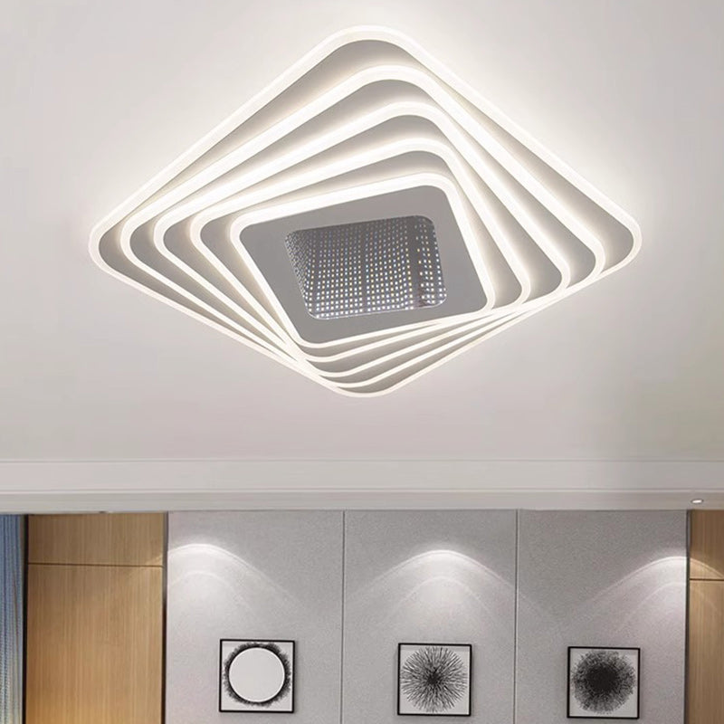 Contemporary Luxury Rhombus Iron Acrylic LED Flush Mount Ceiling Light For Bedroom