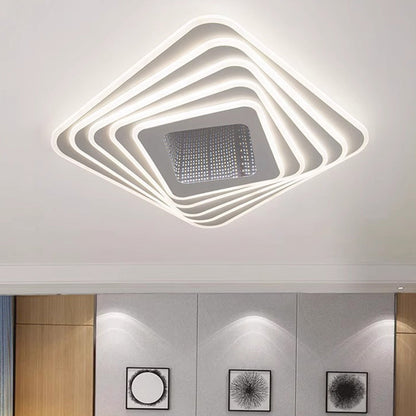 Contemporary Luxury Rhombus Iron Acrylic LED Flush Mount Ceiling Light For Bedroom