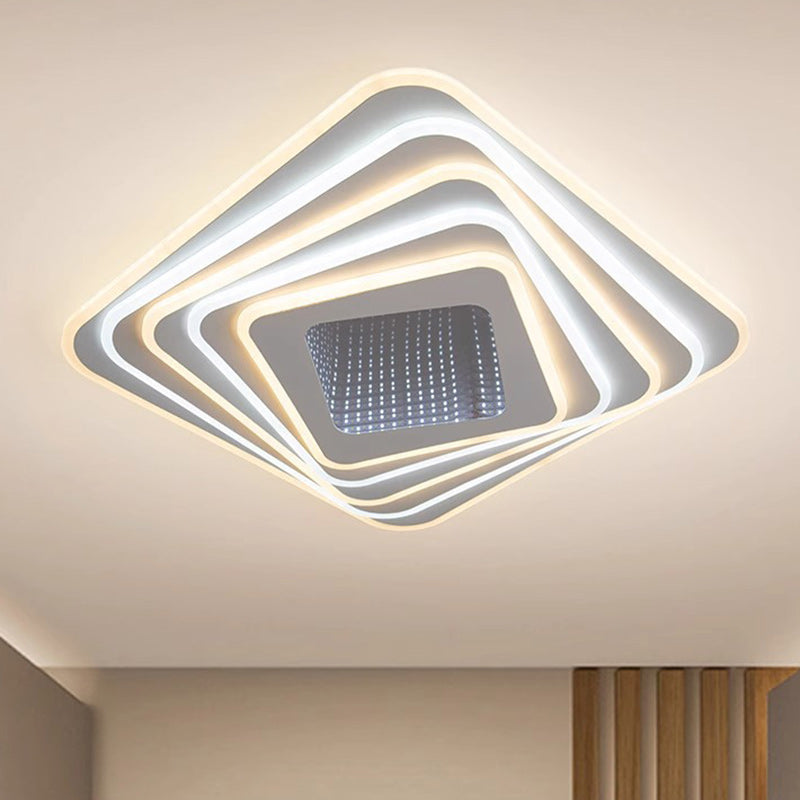Contemporary Luxury Rhombus Iron Acrylic LED Flush Mount Ceiling Light For Bedroom