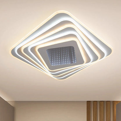 Contemporary Luxury Rhombus Iron Acrylic LED Flush Mount Ceiling Light For Bedroom
