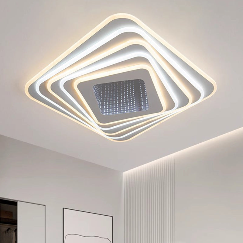 Contemporary Luxury Rhombus Iron Acrylic LED Flush Mount Ceiling Light For Bedroom