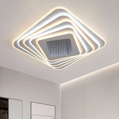 Contemporary Luxury Rhombus Iron Acrylic LED Flush Mount Ceiling Light For Bedroom