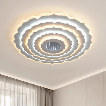 Modern Eclectic Round Iron Acrylic LED Flush Mount Ceiling Light For Bedroom