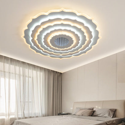 Modern Eclectic Round Iron Acrylic LED Flush Mount Ceiling Light For Bedroom