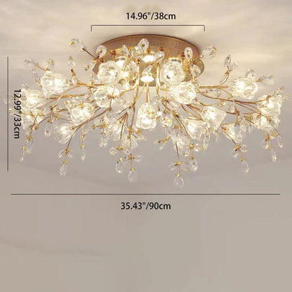 Modern Eclectic Bouquet Iron Glass 7/13/16/19 Light Semi-Flush Mount Ceiling For Living Room