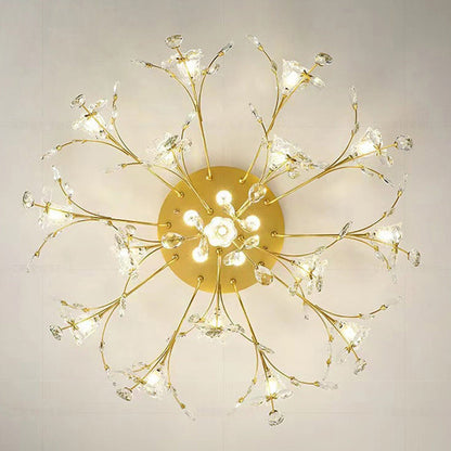 Modern Eclectic Bouquet Iron Glass 7/13/16/19 Light Semi-Flush Mount Ceiling For Living Room