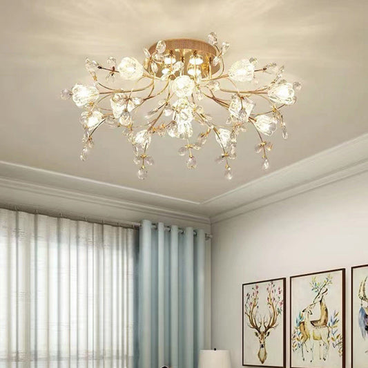 Modern Eclectic Bouquet Iron Glass 7/13/16/19 Light Semi-Flush Mount Ceiling For Living Room