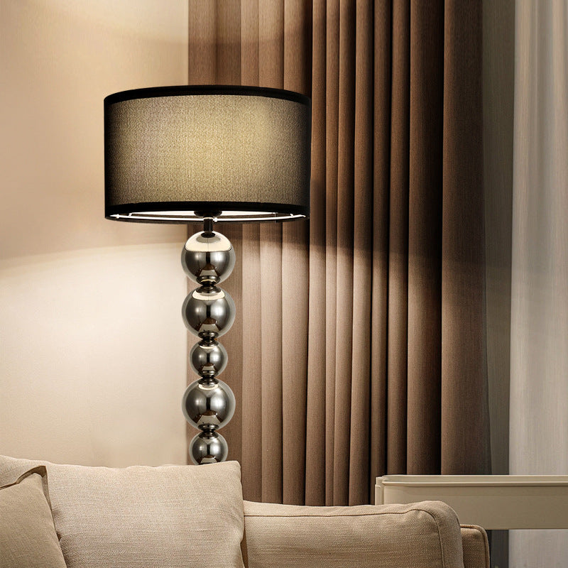 Traditional French Cylinder Iron Aluminum Fabric 1-Light Standing Floor Lamp For Living Room