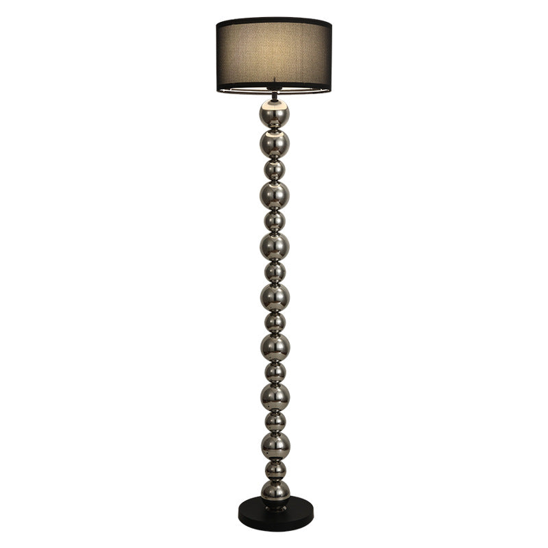 Traditional French Cylinder Iron Aluminum Fabric 1-Light Standing Floor Lamp For Living Room