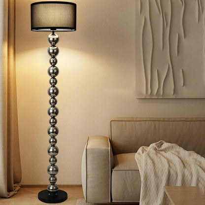 Traditional French Cylinder Iron Aluminum Fabric 1-Light Standing Floor Lamp For Living Room