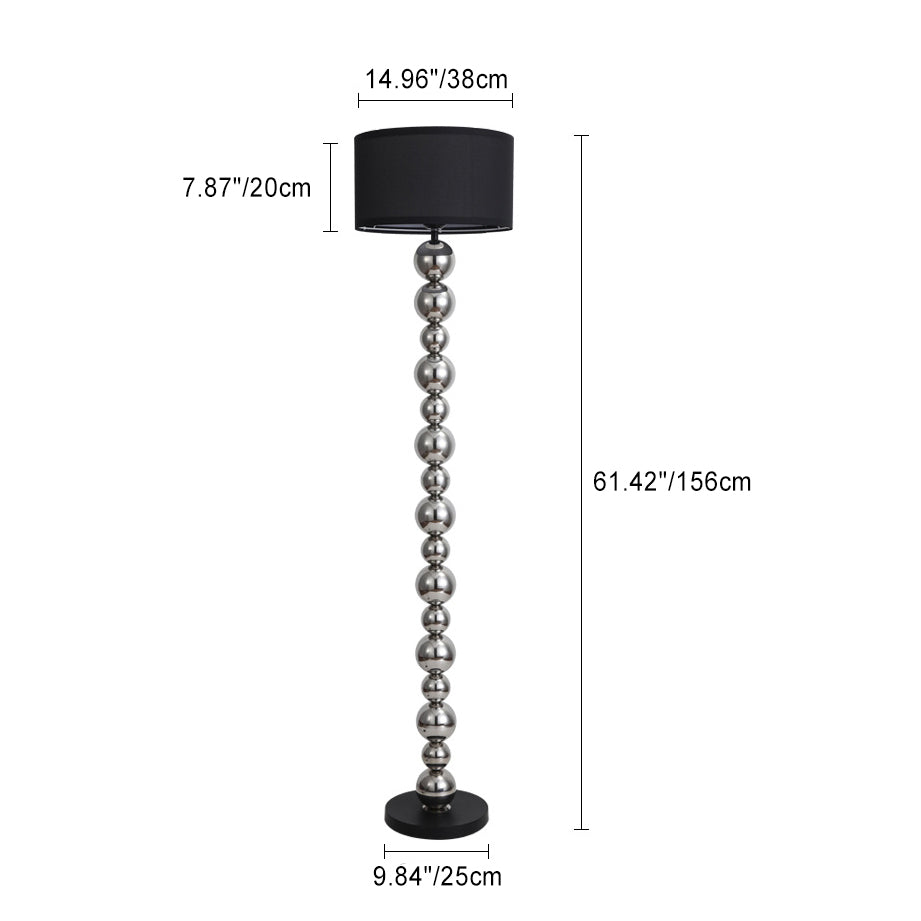 Traditional French Cylinder Iron Aluminum Fabric 1-Light Standing Floor Lamp For Living Room