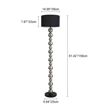 Traditional French Cylinder Iron Aluminum Fabric 1-Light Standing Floor Lamp For Living Room