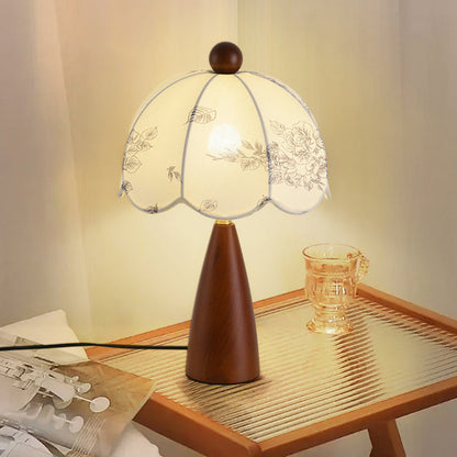 Traditional French Dome Metal Wood Fabric 1-Light Table Lamp For Bedroom