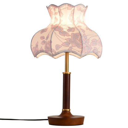 Traditional French Dome Metal Wood Fabric 1-Light Table Lamp For Bedroom