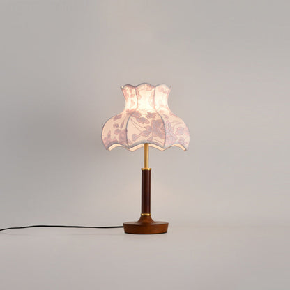 Traditional French Dome Metal Wood Fabric 1-Light Table Lamp For Bedroom
