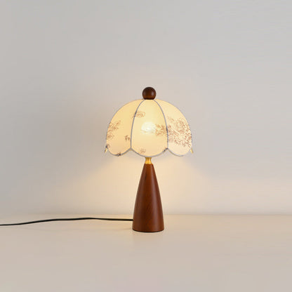 Traditional French Dome Metal Wood Fabric 1-Light Table Lamp For Bedroom